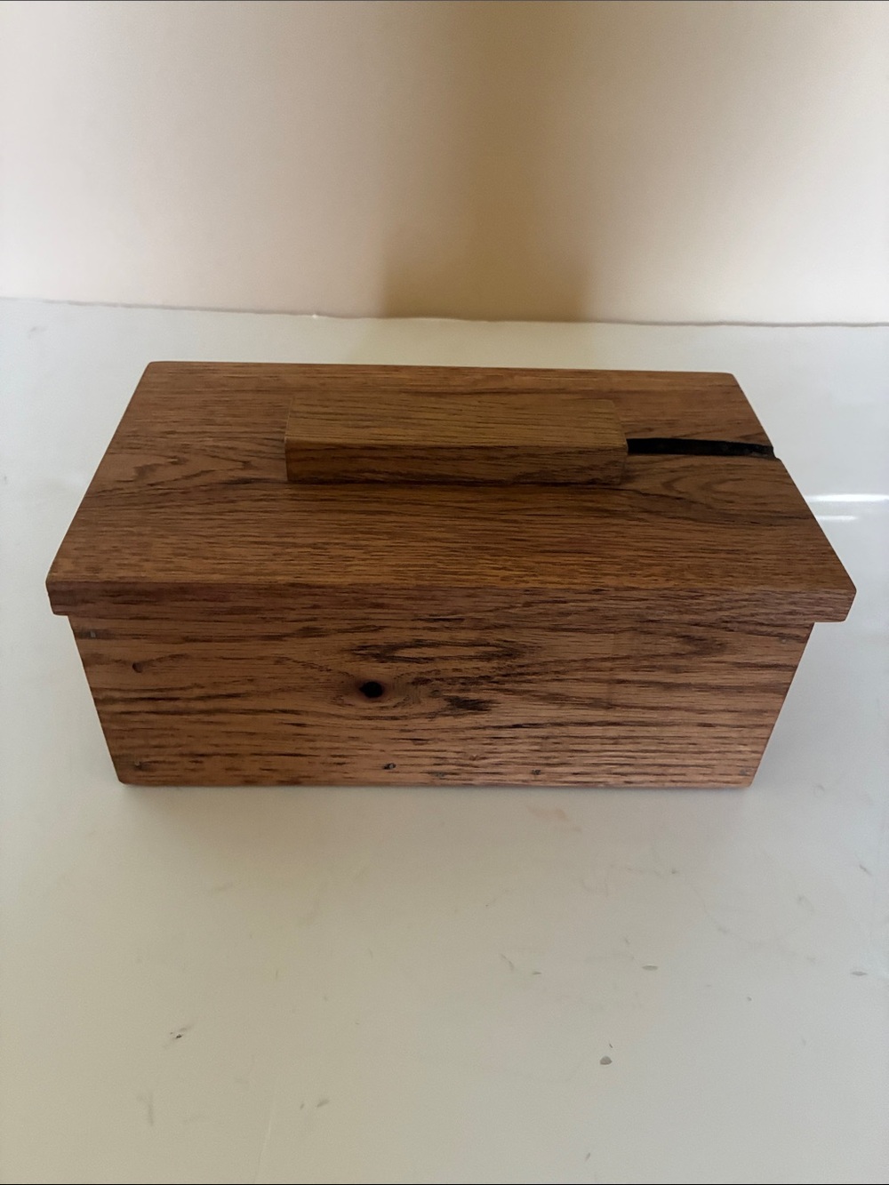 Hand Crafted Wooden Vanity Tray Box - Natural Oak Brown